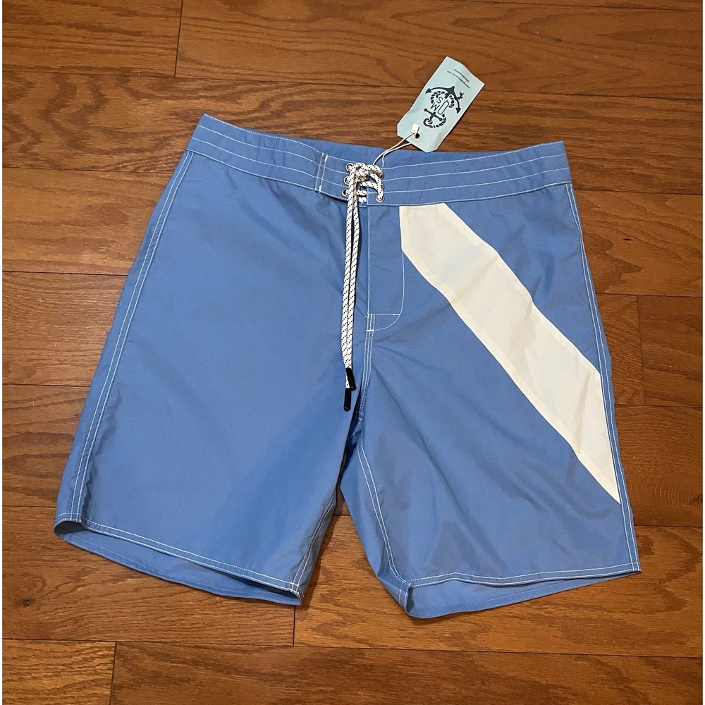 Quaker Marine Supply 1949 Blue Diver Flag Swim Board surfer shorts 34 New! NWT